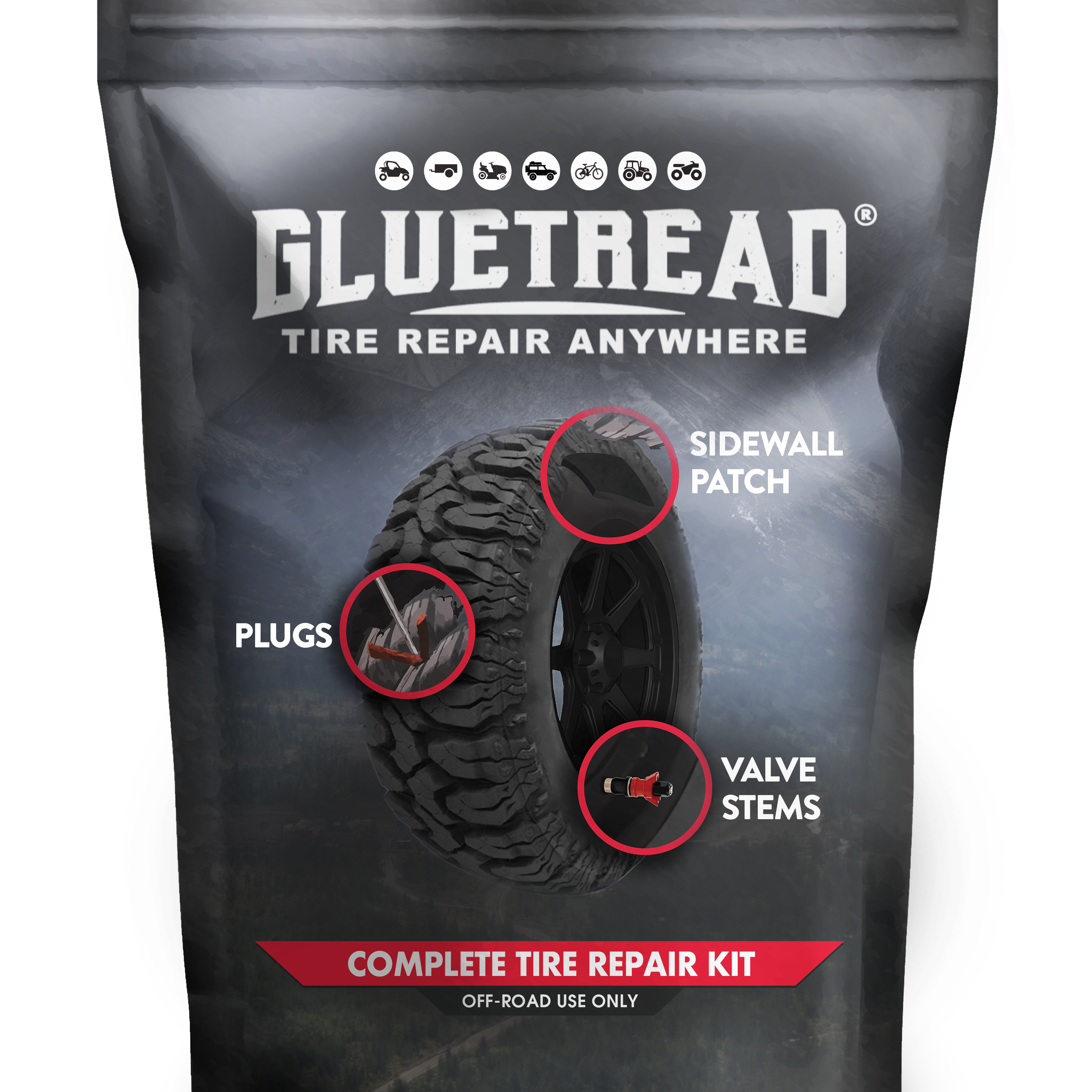 gluetread sidewall repair complete tire kit