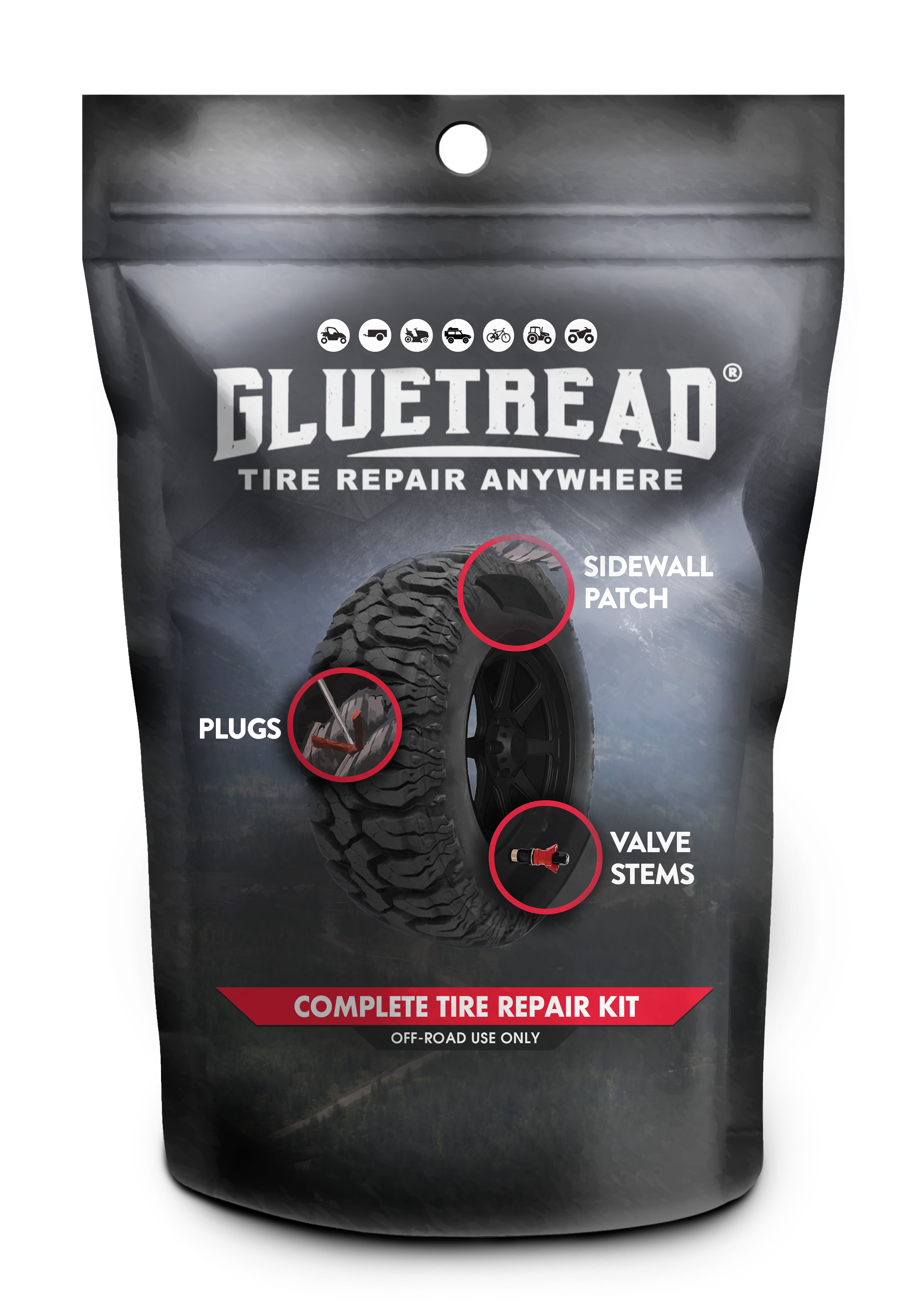 gluetread sidewall repair complete tire kit