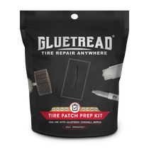 Gluetread tire patch prep kit packaging on a white background